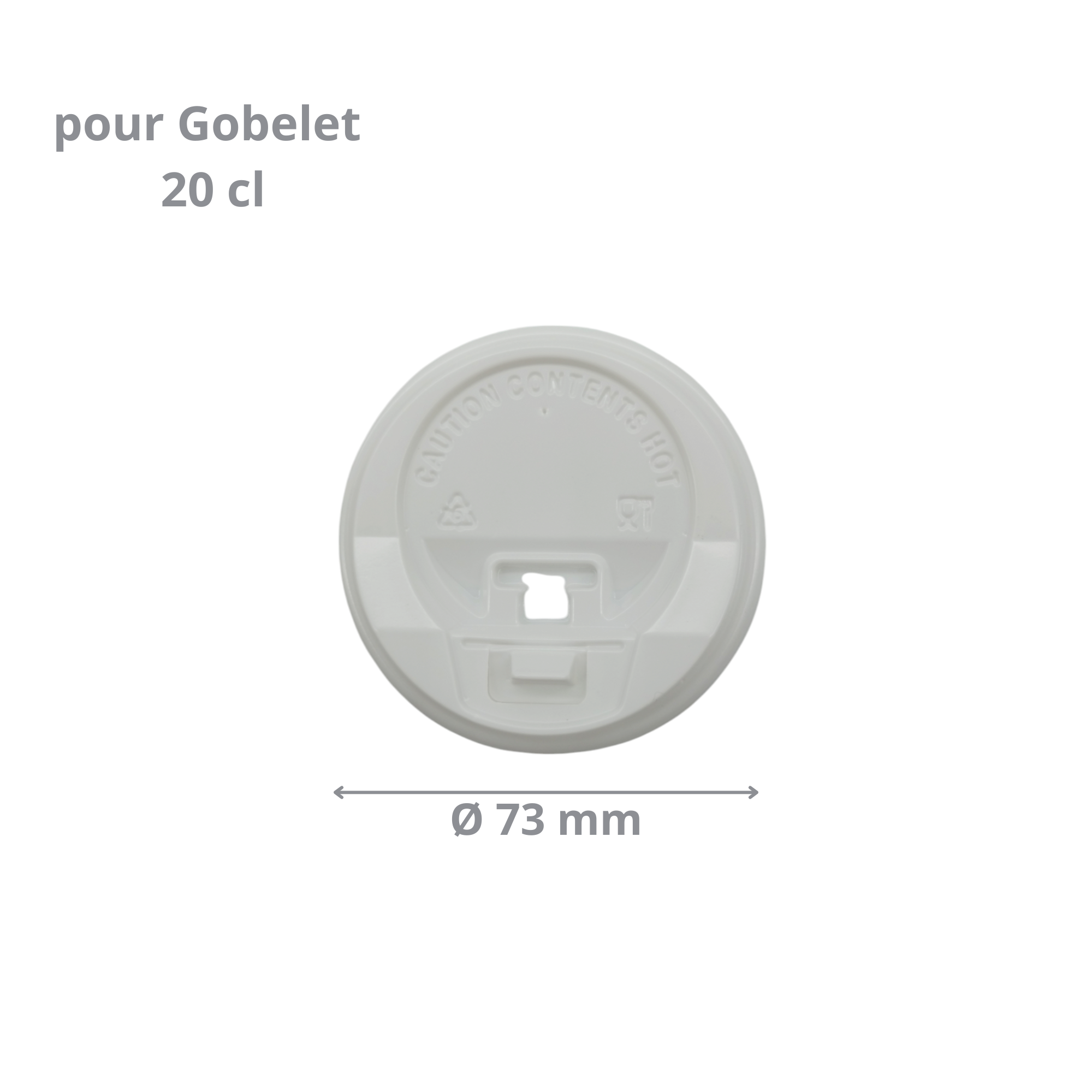 Couvercle en plastique blanc pour gobelet 20 cl 7 oz